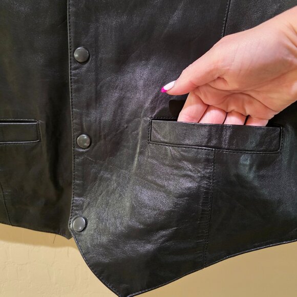 Vintage Modal New York Men's Black Genuine Leather Lined Vest w/ Pockets SZ XL - Picture 3 of 14